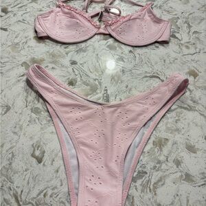 Pink Eyelet Bikini Set